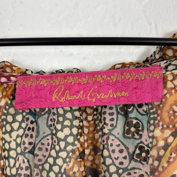 Robert Graham Women's 100% Silk Paisley Print V-Neck Long Sleeve Boho Blouse - Picture 3 of 4